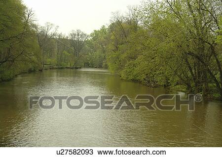 Stock Image -  Brandywine River Valley, DE, Delaware, Brandywine River, spring. Fotosearch