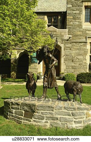 Bryn Mawr, PA, Pennsylvania, Bryn Mawr Presbyterian Church, Education Building, Shepherd tending his sheep Statue View Large Photo Image Stock Image - Bryn Mawr, PA, Pennsylvania, Bryn Mawr Presbyterian Church, Education Building, Shepherd tending his sheep Statue. Fotosearch