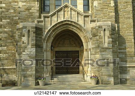 Stock Photo -  Bryn Mawr, PA, Pennsylvania, Bryn Mawr Presbyterian Church, fatade, door. Fotosearch