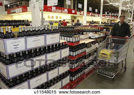 Stock Photography -  Burlington, VT, Vermont, Costco Wholesale Store, interior, wine collection. Fotosearch