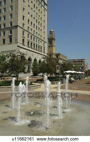 Stock Image -  Canton, OH, Ohio, downtown, Market Street, fountain. Fotosearch