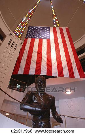 Stock Photograph -  Canton, OH, Ohio, Pro Football Hall of Fame, American Flag. Fotosearch