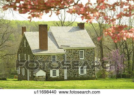 Stock Image -  Chadds Ford, PA, Pennsylvania, Chester County, Brandywine Valley, Brandywine Battlefield Park, Farmhouse, Marquis de Lafayette, headquarters. Fotosearch
