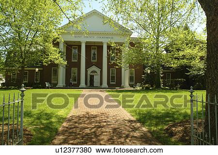 Stock Image -  Chestertown, MD, Maryland, Chesapeake Bay, Historic Downtown District, Kent County Courthouse. Fotosearch
