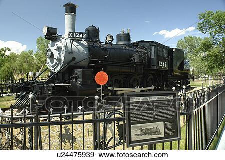 Stock Photo -  Cheyenne, WY, Wyoming, Cheyenne Botanic Gardens, Union Pacific Steam Engine. Fotosearch