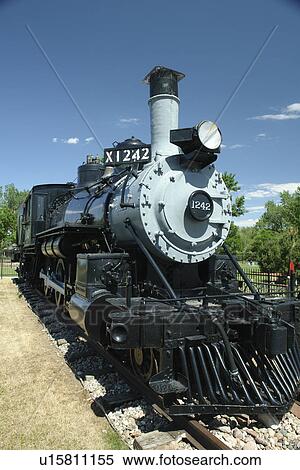 Stock Photography -  Cheyenne, WY, Wyoming, Cheyenne Botanic Gardens, Union Pacific Steam Engine. Fotosearch