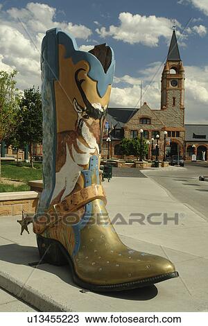 Cheyenne, WY, Wyoming, downtown, Union Pacific Railroad Depot, Depot Square, large cowboy boot View Large Photo Image Stock Image - Cheyenne, WY, Wyoming, downtown, Union Pacific Railroad Depot, Depot Square, large cowboy boot. Fotosearch
