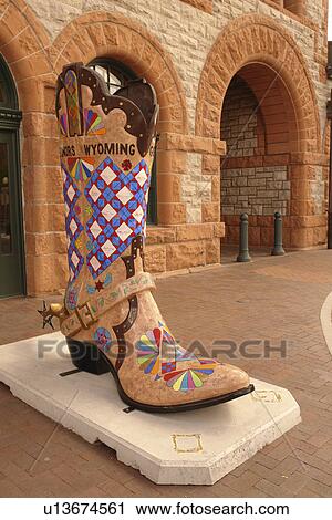 Cheyenne, WY, Wyoming, downtown, Union Pacific Railroad Depot, Depot Square, large cowboy boot View Large Photo Image Stock Image - Cheyenne, WY, Wyoming, downtown, Union Pacific Railroad Depot, Depot Square, large cowboy boot. Fotosearch
