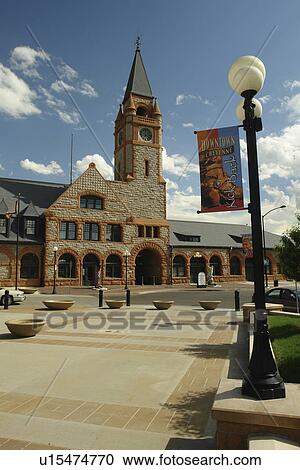 Stock Image -  Cheyenne, WY, Wyoming, downtown, Union Pacific Railroad Depot, Depot Square. Fotosearch