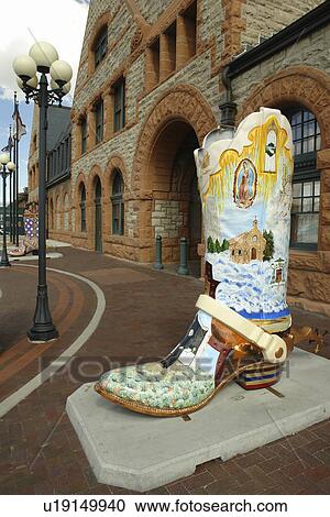 Cheyenne, WY, Wyoming, downtown, Union Pacific Railroad Depot, Depot Square, large cowboy boot View Large Photo Image Stock Image - Cheyenne, WY, Wyoming, downtown, Union Pacific Railroad Depot, Depot Square, large cowboy boot. Fotosearch