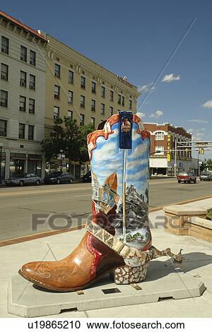 Cheyenne, WY, Wyoming, downtown, Union Pacific Railroad Depot, Depot Square, large cowboy boot View Large Photo Image Stock Image - Cheyenne, WY, Wyoming, downtown, Union Pacific Railroad Depot, Depot Square, large cowboy boot. Fotosearch