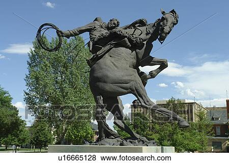Stock Photo -  Cheyenne, WY, Wyoming, State Capitol, bucking bronco statue. Fotosearch