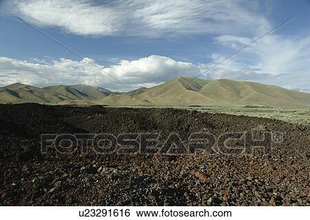 Stock Photograph -  Crater of the Moon National Monument and Preserve, ID, Idaho, Snake River Plain. Fotosearch