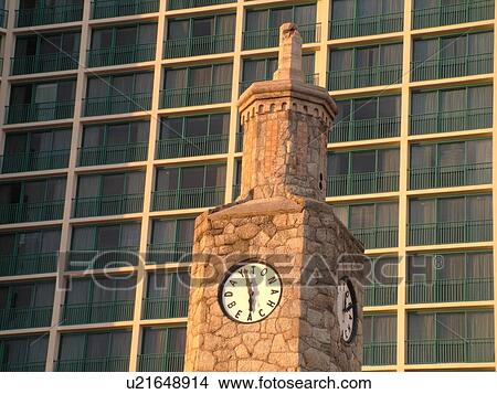 Daytona Beach, FL, Florida, Daytona Beach Shores, Atlantic Ocean, Ocean Walk, clock tower, Hilton Daytona Beach Ocean Front Resort View Large Photo Image Picture - Daytona Beach, FL, Florida, Daytona Beach Shores, Atlantic Ocean, Ocean Walk, clock tower, Hilton Daytona Beach Ocean Front Resort. Fotosearch