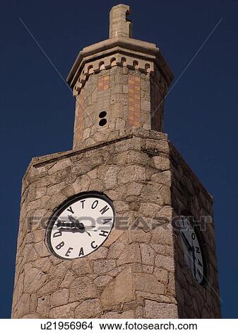 Picture -  Daytona Beach, FL, Florida, Daytona Beach Shores, Atlantic Ocean, Ocean Walk, clock tower. Fotosearch