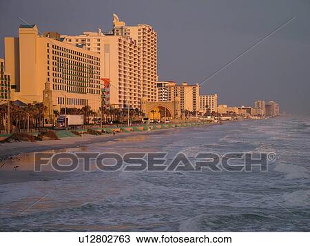 Daytona Beach, FL, Florida, Daytona Beach Shores, Atlantic Ocean, beaches, sunrise, resorts View Large Photo Image Stock Image - Daytona Beach, FL, Florida, Daytona Beach Shores, Atlantic Ocean, beaches, sunrise, resorts. Fotosearch