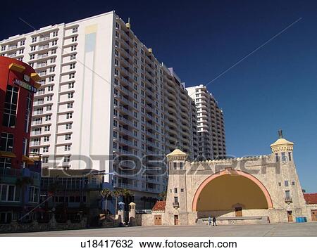 Daytona Beach, FL, Florida, Daytona Beach Shores, Atlantic Ocean, Ocean Walk, Bandshell, Music Band Stand, Fairfield Resorts at Ocean Walk View Large Photo Image Stock Image - Daytona Beach, FL, Florida, Daytona Beach Shores, Atlantic Ocean, Ocean Walk, Bandshell, Music Band Stand, Fairfield Resorts at Ocean Walk. Fotosearch