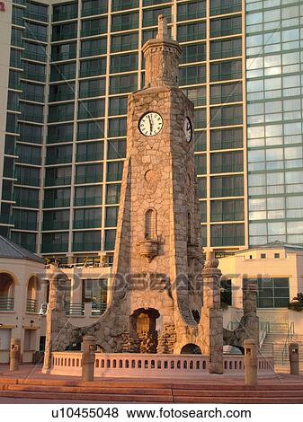 Daytona Beach, FL, Florida, Daytona Beach Shores, Atlantic Ocean, Ocean Walk, clock tower, Hilton Daytona Beach Ocean Front Resort View Large Photo Image Stock Photo - Daytona Beach, FL, Florida, Daytona Beach Shores, Atlantic Ocean, Ocean Walk, clock tower, Hilton Daytona Beach Ocean Front Resort. Fotosearch