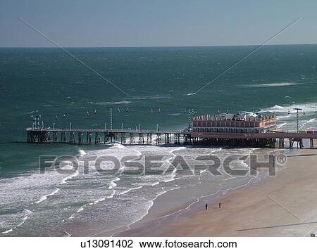 Stock Photo Of Daytona Beach Fl Florida Ss Daytona Beach Fl Florida Ss Atlantic Ocean Aerial Walk Main Street Pier And Boardwalk