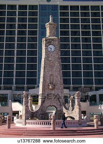Stock Photo -  Daytona Beach, FL, Florida, Daytona Beach Shores, Atlantic Ocean, Ocean Walk, clock tower. Fotosearch