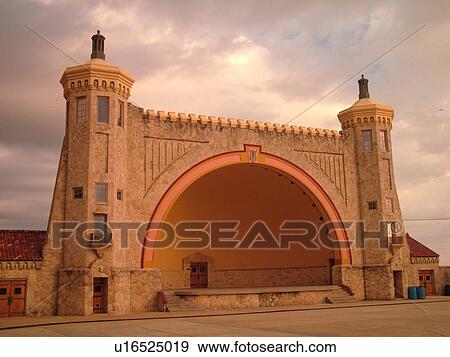 Stock Photo -  Daytona Beach, FL, Florida, Daytona Beach Shores, Atlantic Ocean, Ocean Walk, Bandshell, Music Band Stand. Fotosearch