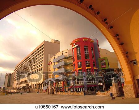 Daytona Beach, FL, Florida, Daytona Beach Shores, Atlantic Ocean, Ocean Walk Shoppes, Bandshell, Music Band Stand, Hilton Daytona Beach Ocean Front View Large Photo Image Stock Photo -  Daytona Beach, FL, Florida, Daytona Beach Shores, Atlantic Ocean, Ocean Walk Shoppes, Bandshell, Music Band Stand, Hilton Daytona Beach Ocean Front. Fotosearch
