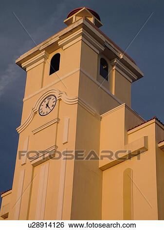 Stock Photograph -  Daytona Beach, FL, Florida, Daytona Beach Shores, Plaza Resort & Spa, clock tower. Fotosearch