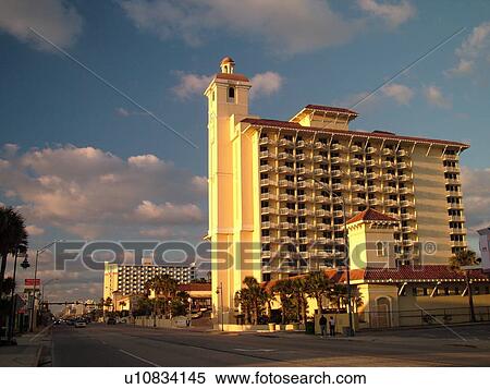 Stock Photography -  Daytona Beach, FL, Florida, Daytona Beach Shores, Plaza Resort & Spa, Atlantic Boulevard. Fotosearch