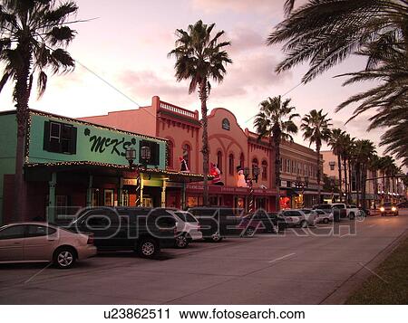 Stock Image -  Daytona Beach, FL, Florida, downtown, Main Street, evening. Fotosearch