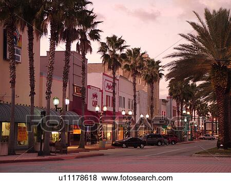 Stock Photo -  Daytona Beach, FL, Florida, downtown, Main Street, evening. Fotosearch