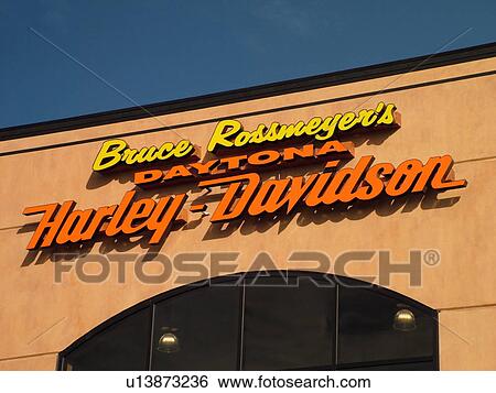 Stock Photograph -  Daytona Beach, FL, Florida, New Harley Davidson Motorcycle Shop. Fotosearch