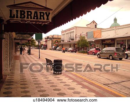 Picture -  Deland, FL, Florida, downtown, Library, Woodland Boulevard. Fotosearch