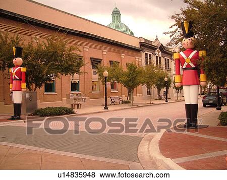 Stock Photo -  Deland, FL, Florida, downtown, toy soldiers, Christmas decorations. Fotosearch