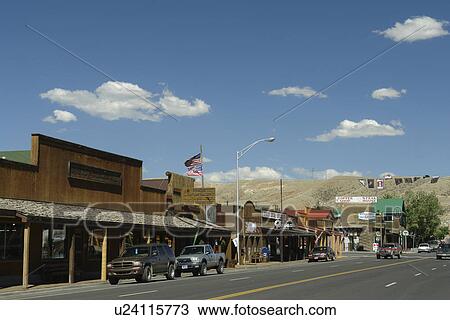 Stock Image -  Dubois, WY, Wyoming, downtown, Main Street. Fotosearch