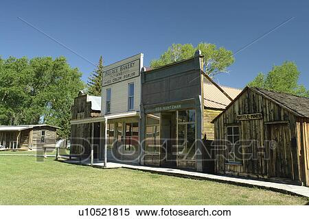 Stock Photography -  Encampment, WY, Wyoming, Grand Encampment Museum, Pioneer Village, Copper Mine. Fotosearch