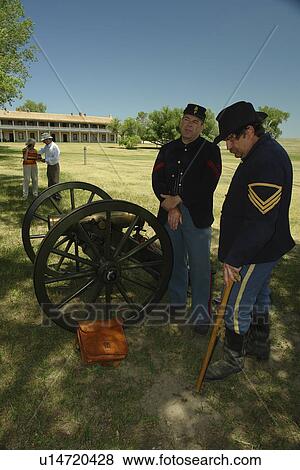 Stock Photo -  Fort Laramie, WY, Wyoming, Fort Laramie National Historic Site, re-enactment. Fotosearch