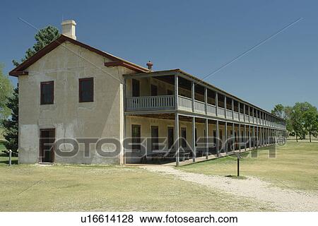 Stock Photo -  Fort Laramie, WY, Wyoming, Fort Laramie National Historic Site, Calvary Barracks. Fotosearch