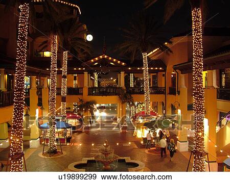 Stock Photo -  Fort Lauderdale, FL, Florida, Intracoastal Waterway, Las Olas Riverfront Marketplace, evening. Fotosearch