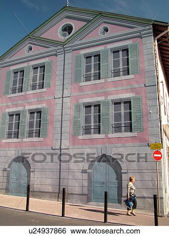 Stock Photograph -  France, Albertville, Savoie, Rhone-Alpes, Europe, downtown, fresque. Fotosearch