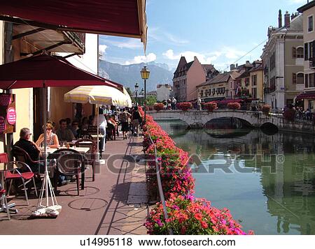 France, Annecy, Haute-Savoie, Rhone-Alpes, Europe, village, Thiou Canal, restaurants, outdoor cafT View Large Photo Image Stock Photo - France, Annecy, Haute-Savoie, Rhone-Alpes, Europe, village, Thiou Canal, restaurants, outdoor cafT. Fotosearch