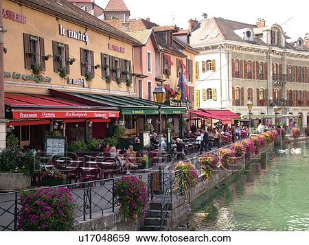 France, Annecy, Haute-Savoie, Rhone-Alpes, Europe, village, Thiou Canal, restaurants, outdoor cafT View Large Photo Image Stock Photo - France, Annecy, Haute-Savoie, Rhone-Alpes, Europe, village, Thiou Canal, restaurants, outdoor cafT. Fotosearch
