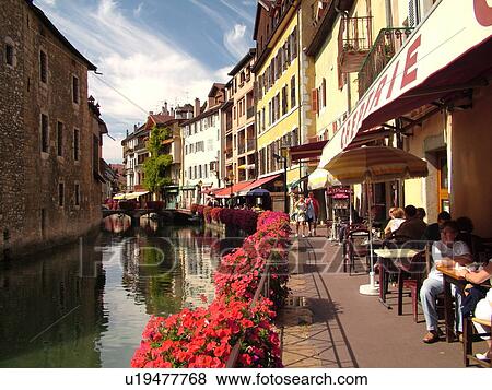 France, Annecy, Haute-Savoie, Rhone-Alpes, Europe, village, Thiou Canal, restaurants, outdoor cafT View Large Photo Image Stock Photo - France, Annecy, Haute-Savoie, Rhone-Alpes, Europe, village, Thiou Canal, restaurants, outdoor cafT. Fotosearch