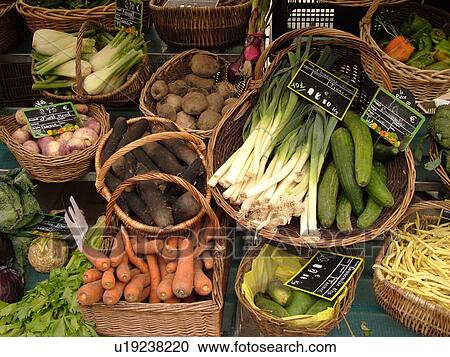 Stock Image -  France, Beaune, Burgundy, Cote de Beaune, Cote d'Or, Europe, Burgundy Wine Region, downtown, City Market. Fotosearch