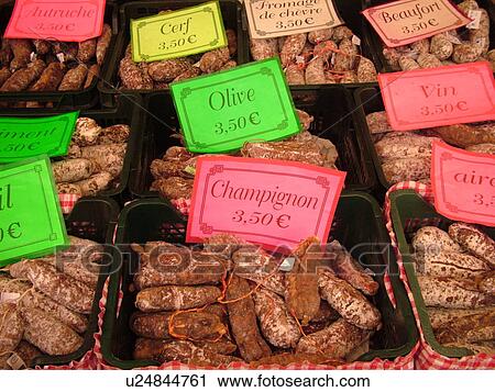 Stock Image -  France, Beaune, Burgundy, Cote de Beaune, Cote d'Or, Europe, Burgundy Wine Region, downtown, City Market. Fotosearch