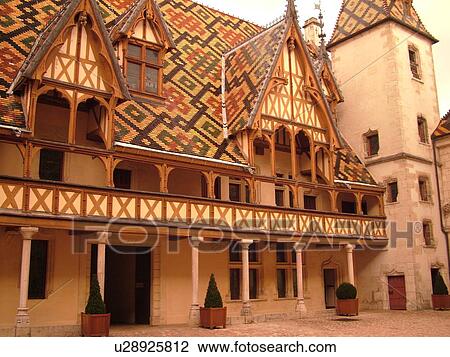 France, Beaune, Burgundy, Cote de Beaune, Cote d'Or, Europe, Burgundy Wine Region, downtown, Hotel-Dieu, multi-colored Burgundian roof tiles View Large Photo Image Stock Image - France, Beaune, Burgundy, Cote de Beaune, Cote d'Or, Europe, Burgundy Wine Region, downtown, Hotel-Dieu, multi-colored Burgundian roof tiles. Fotosearch