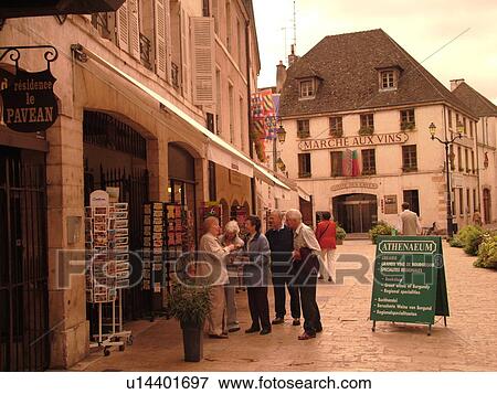 Stock Photo -  France, Beaune, Burgundy, Cote de Beaune, Cote d'Or, Europe, Burgundy Wine Region, downtown. Fotosearch