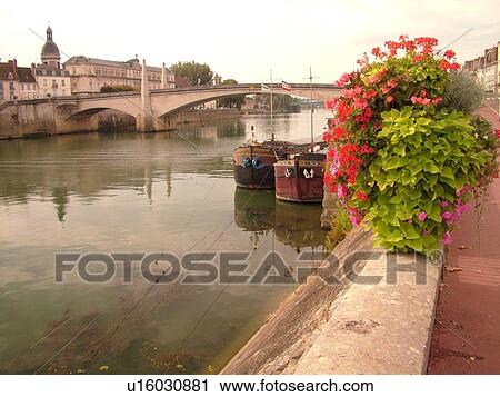 France, Chalon sur Saone, Burgundy, Saone et Loire, Europe, Burgundy Wine Region, Saone River, houseboats View Large Photo Image Stock Image - France, Chalon sur Saone, Burgundy, Saone et Loire, Europe, Burgundy Wine Region, Saone River, houseboats . Fotosearch