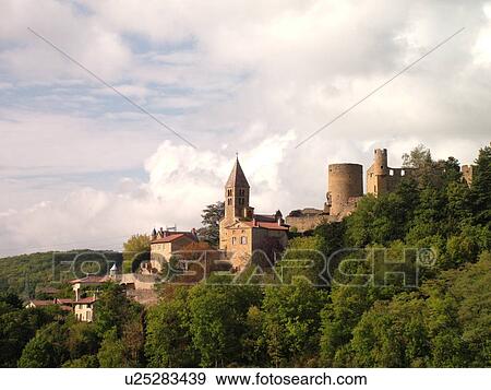 Stock Photo -  France, Chatillon, Rhone-Alpes, Europe, hilltop village, castle. Fotosearch