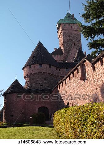 Stock Image -  France, Europe, Alsace, Bas-Rhin, L'Alsace Wine Region, Chateau du Haut-Koenigsbourg. Fotosearch