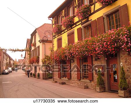 France, Europe, Alsace, Itterswiller, Bas-Rhin, L'Alsace Wine Region, Route du Vin, village, window boxes, flowers View Large Photo Image Stock Photography - France, Europe, Alsace, Itterswiller, Bas-Rhin, L'Alsace Wine Region, Route du Vin, village, window boxes, flowers. Fotosearch